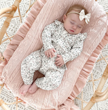 Aster & Oak Organic Winter Floral Zip Romper