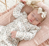 Aster & Oak Organic Winter Floral Zip Romper