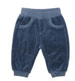 Fox & Finch W24 Dragon Velour Pants Blue Marl