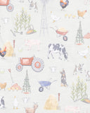 Bebe Chester Farm Print Ls Zip Romper