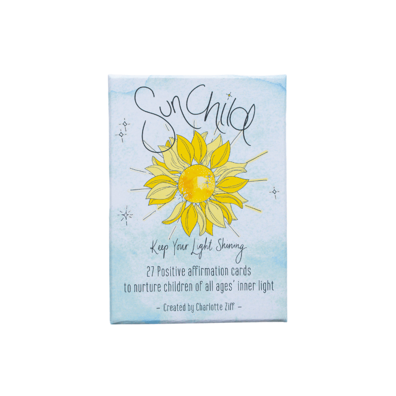 Cardbox with a sunflower illustration and text on a light blue background