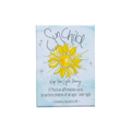Cardbox with a sunflower illustration and text on a light blue background