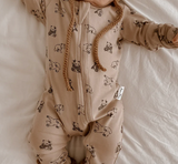 Aster & Oak Organic Bear Zip Romper