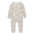 Baby onesie with bear pattern on a white background
