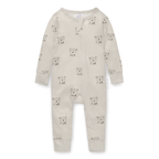 Baby onesie with bear pattern on a white background