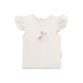 Aster & Oak Organic Cotton Flutter Top – Fawn Meadow Floral Blouse