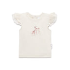 Aster & Oak Organic Cotton Flutter Top – Fawn Meadow Floral Blouse