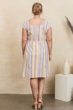 MahaShe Anna Tunic in Summer Stripe | 100% Cotton Long-Line Floral Top
