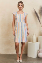 MahaShe Anna Tunic in Summer Stripe | 100% Cotton Long-Line Floral Top