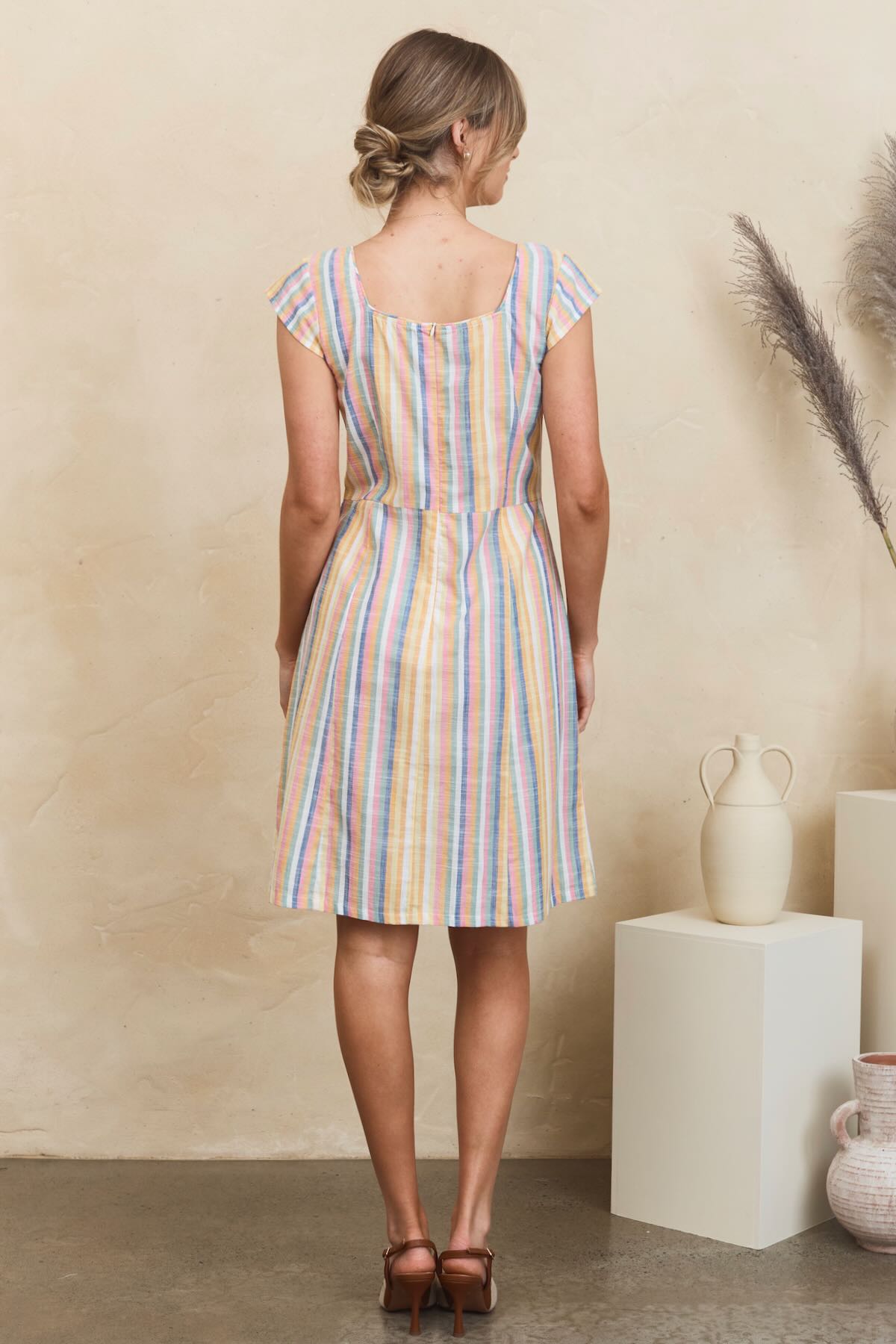 MahaShe Anna Tunic in Summer Stripe | 100% Cotton Long-Line Floral Top