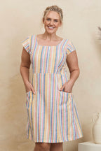 MahaShe Anna Tunic in Summer Stripe | 100% Cotton Long-Line Floral Top