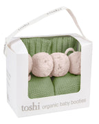 Toshi organic gumtree baby booties in packaging on a white background