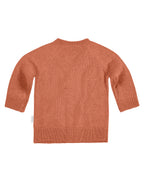 Toshi Organic Cotton Remy Cardigan Tumbleweed, an orange knitted cardigan on a white background