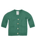 Toshi Organic Cotton Remy Cardigan Teal, Green cardigan with button details on a white background