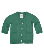 Toshi Organic Cotton Remy Cardigan Teal, Green cardigan with button details on a white background