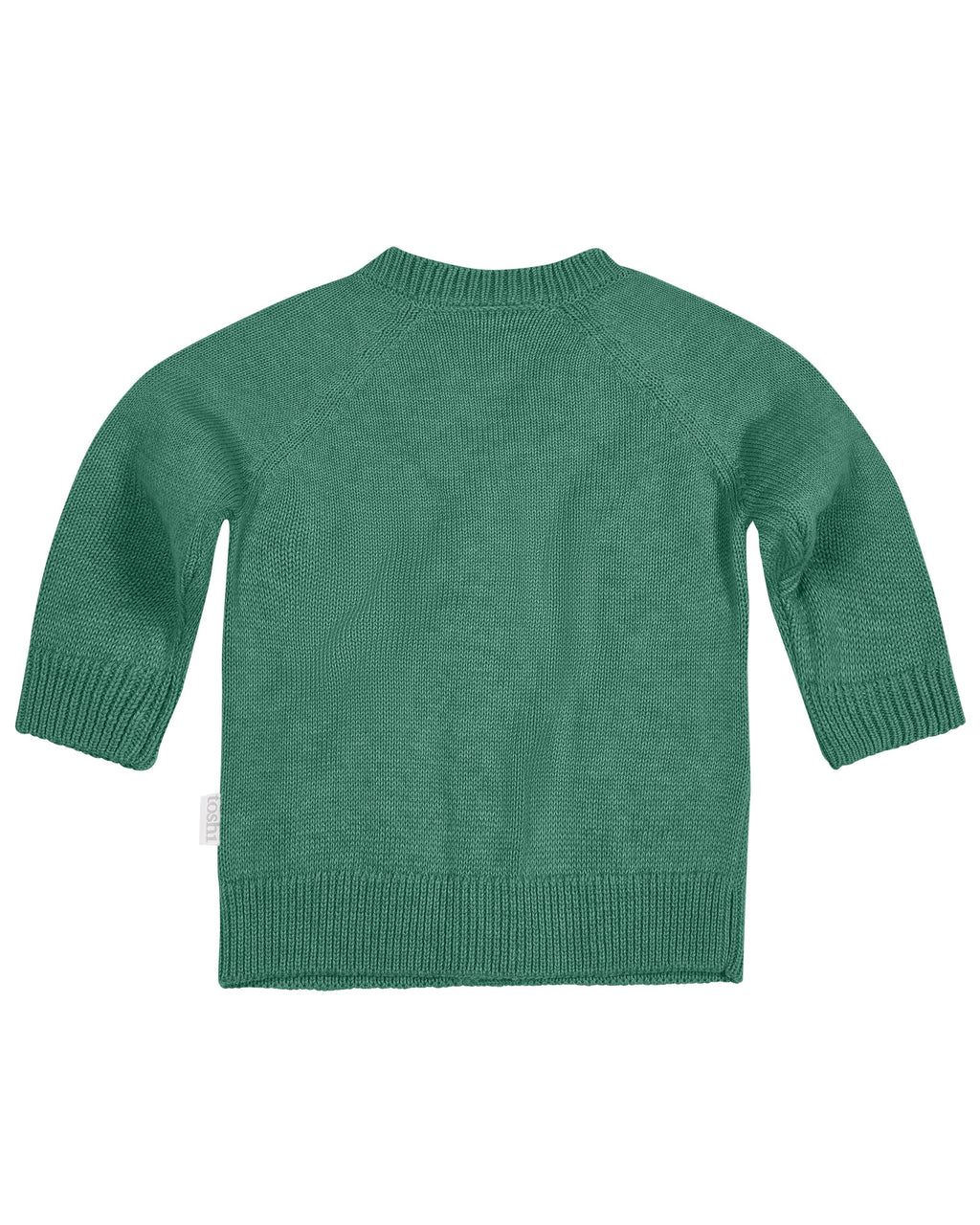 Toshi Organic Cotton Remy Cardigan Teal, Green cardigan on a white background.