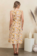 MahaShe Bianca Midi Dress in Amber | Organic Cotton Floral Midi