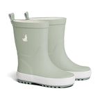 Crywolf Rain Boots Moss, a sage green rubber boots with white soles on a white background