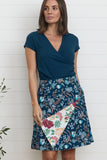 MahaShe Chameleon Reversible Skirt in Bellflower & Bloom | 100% Cotton Wrap Skirt