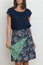 MahaShe Chameleon Reversible Skirt in Ivy & Camellia | 100% Cotton Wrap Skirt