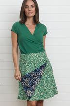 MahaShe Chameleon Reversible Skirt in Ivy & Camellia | 100% Cotton Wrap Skirt