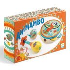 Box of Animambo toys with colorful illustrations on a white background