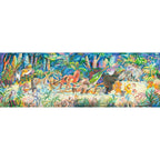 Djeco Woods Music Band 200 piece panoramic jigsaw puzzle showing woodland animals playing instruments.