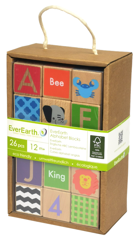 EverEarth Wooden Alphabet Blocks - 26pc Educational Set