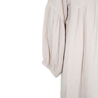 MilaMeli Evie Dress Sandy Muslin Cotton w Gold Embroidered Feather Pocket