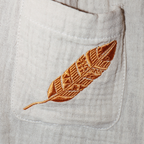 MilaMeli Evie Dress Sandy Muslin Cotton w Gold Embroidered Feather Pocket