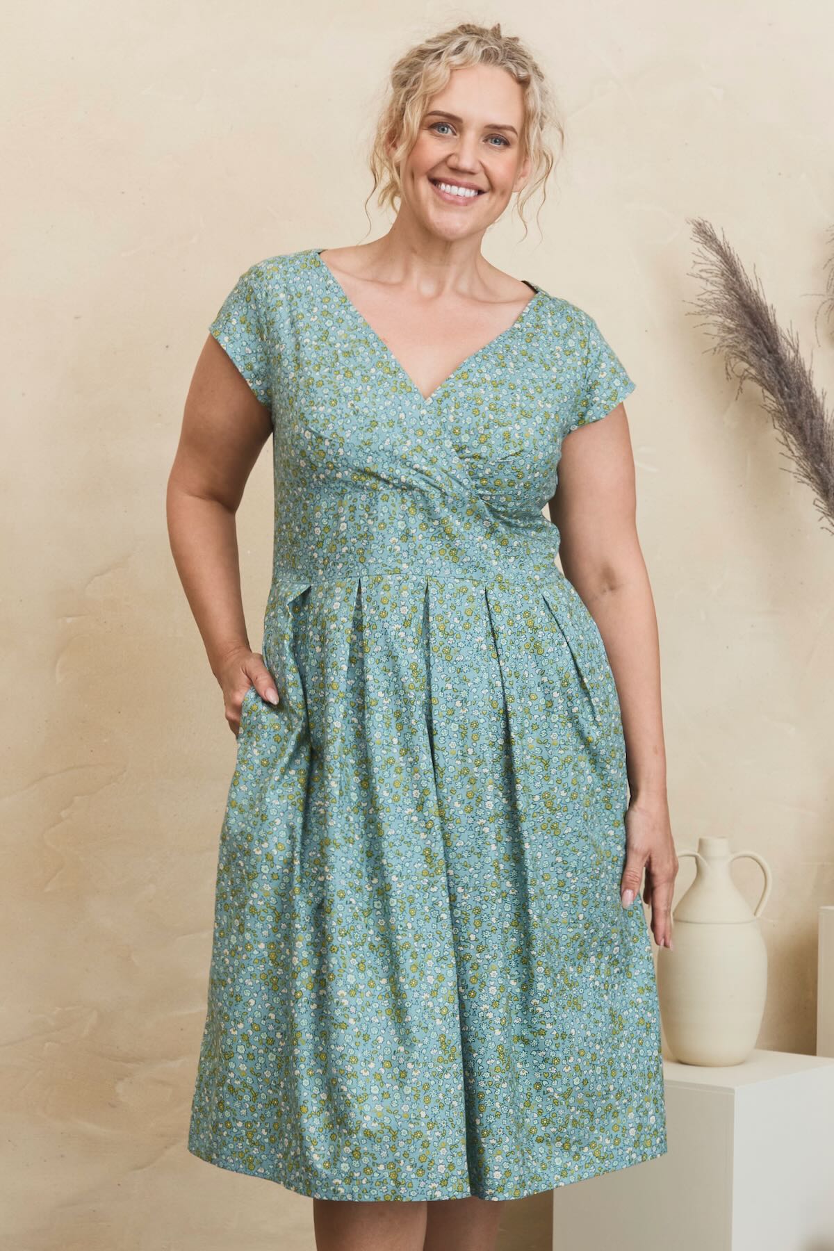 Mahashe Eliza Dress in Aster | Organic Cotton Knee-Length A-Line Dress