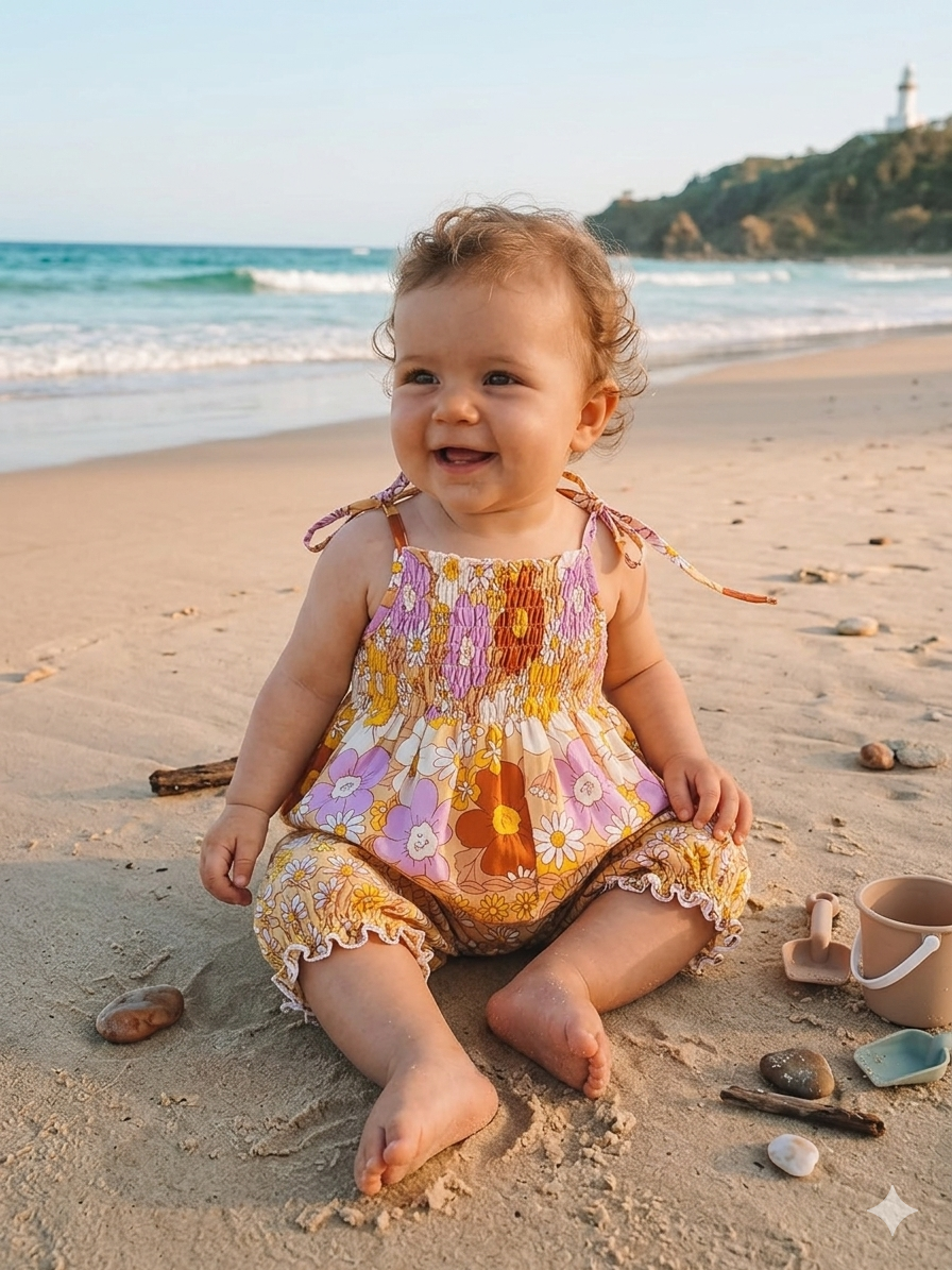 MilaMeli Baby Chloe Jumpsuit Sun Daisy Print