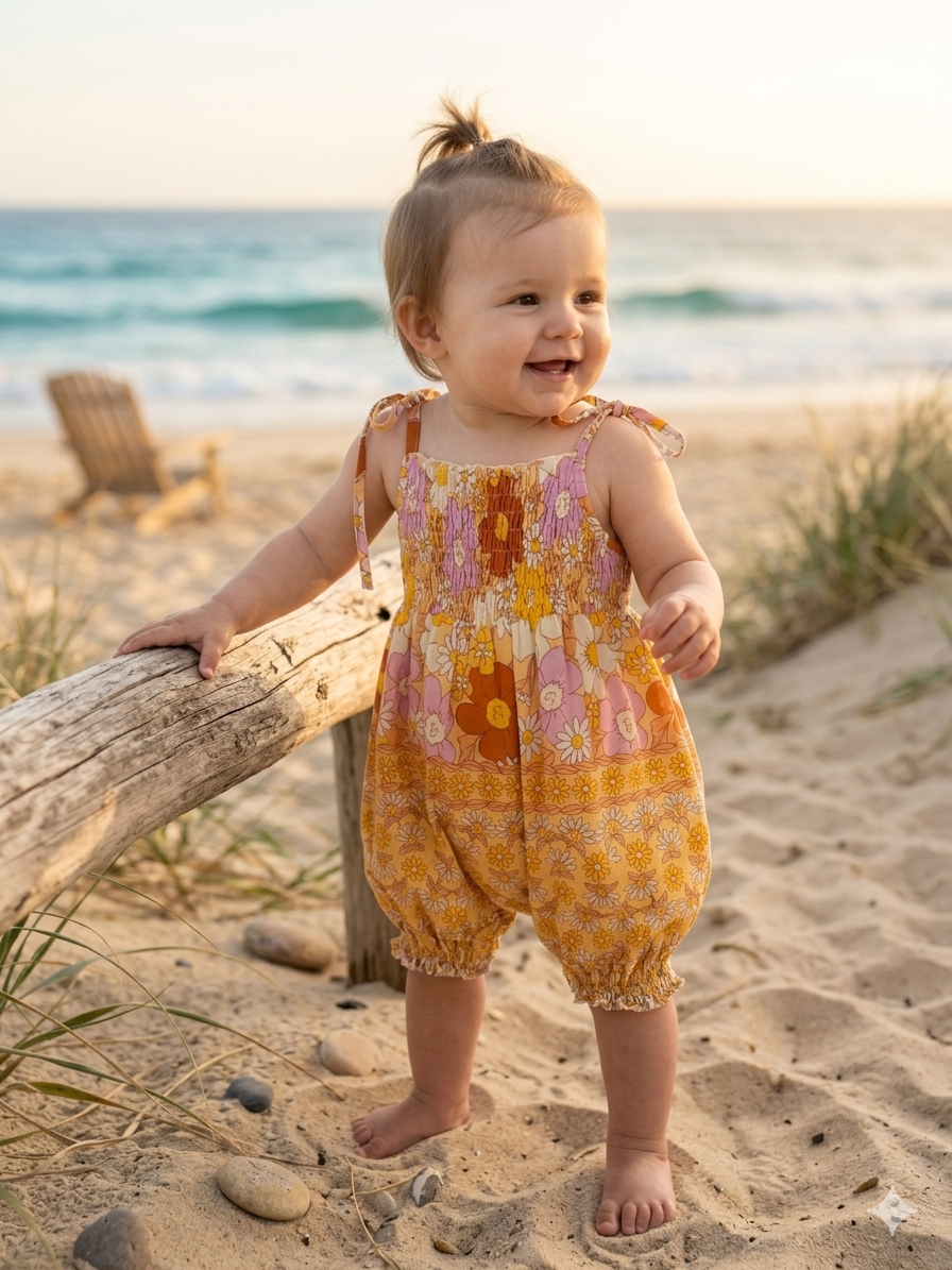 MilaMeli Baby Chloe Jumpsuit Sun Daisy Print
