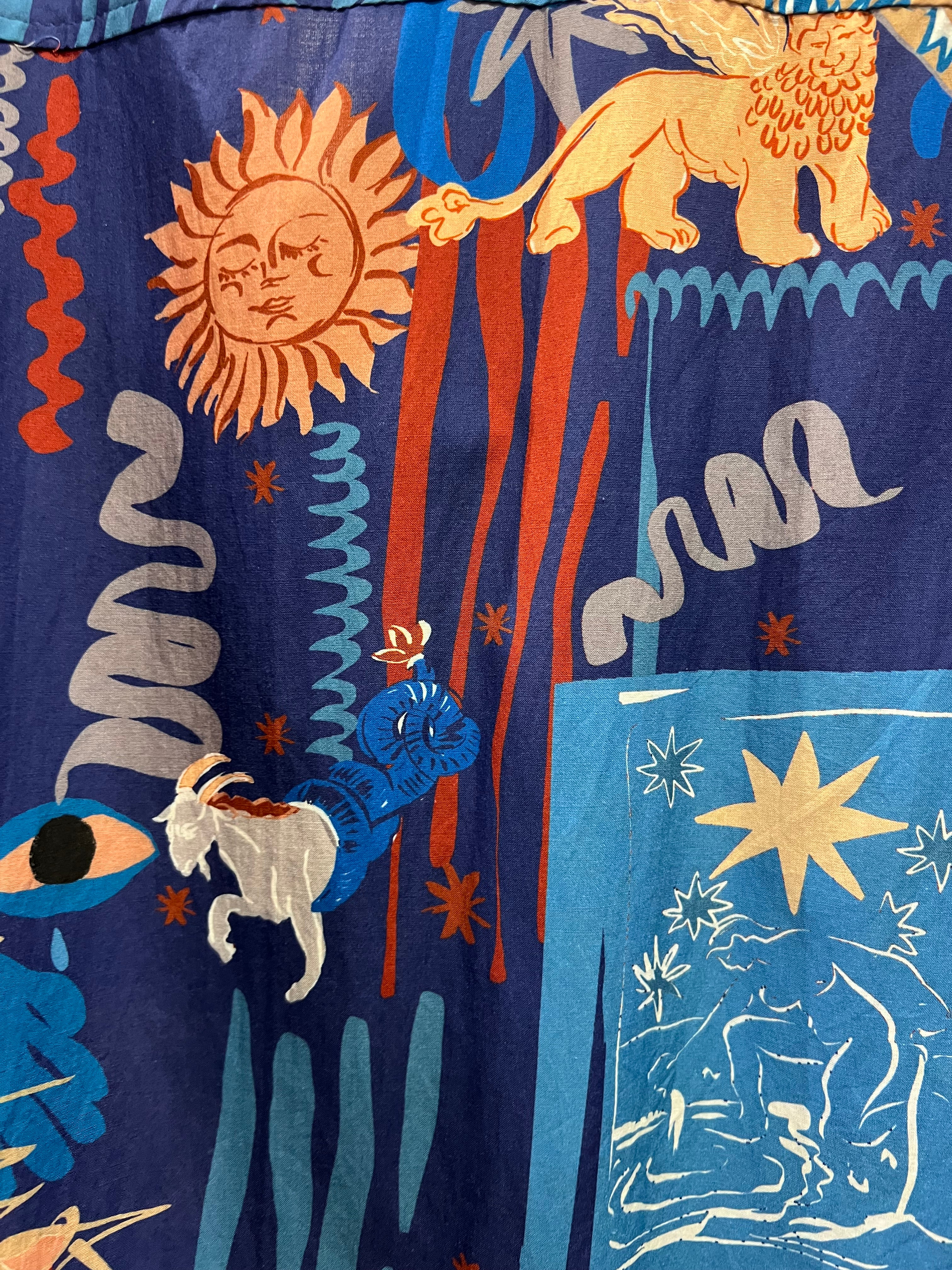 A close-up of a printed textile or fabric featuring Wanderlust Navy.