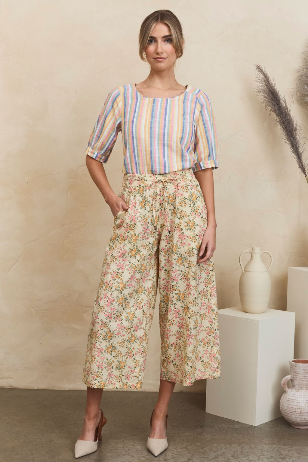 MahaShe Liv Trouser in Fleur | Wide-Leg Organic Cotton Floral Pants