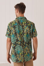 MahaShe Men’s Short Sleeve Shirt | 100% Cotton Printed Button-Down
