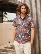 MahaShe Men’s Short Sleeve Shirt | 100% Cotton Printed Button-Down