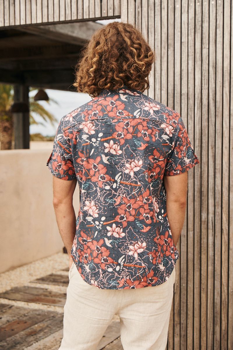 MahaShe Men’s Short Sleeve Shirt | 100% Cotton Printed Button-Down