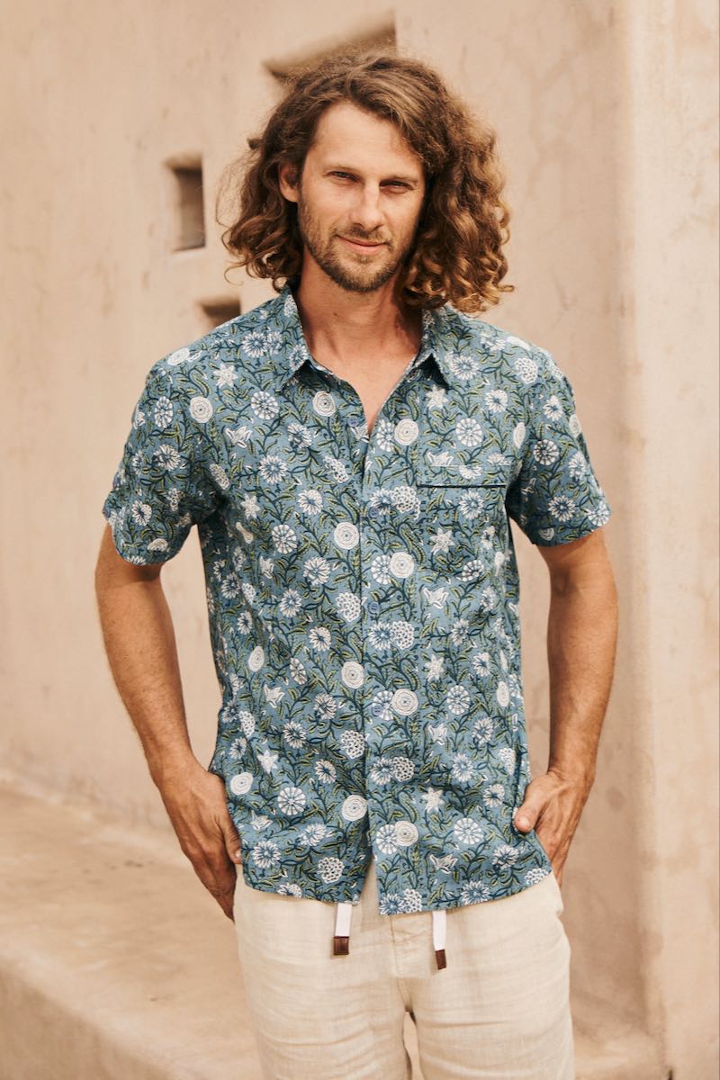 MahaShe Men’s Short Sleeve Shirt | 100% Cotton Printed Button-Down