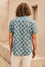 MahaShe Men’s Short Sleeve Shirt | 100% Cotton Printed Button-Down