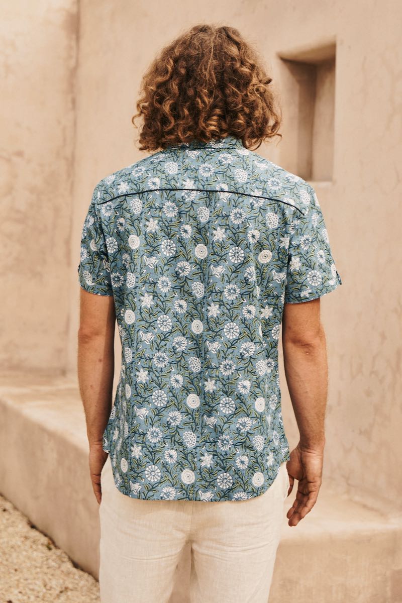 MahaShe Men’s Short Sleeve Shirt | 100% Cotton Printed Button-Down