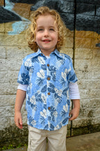 Tallows Boys Button Up Shirt Monstera