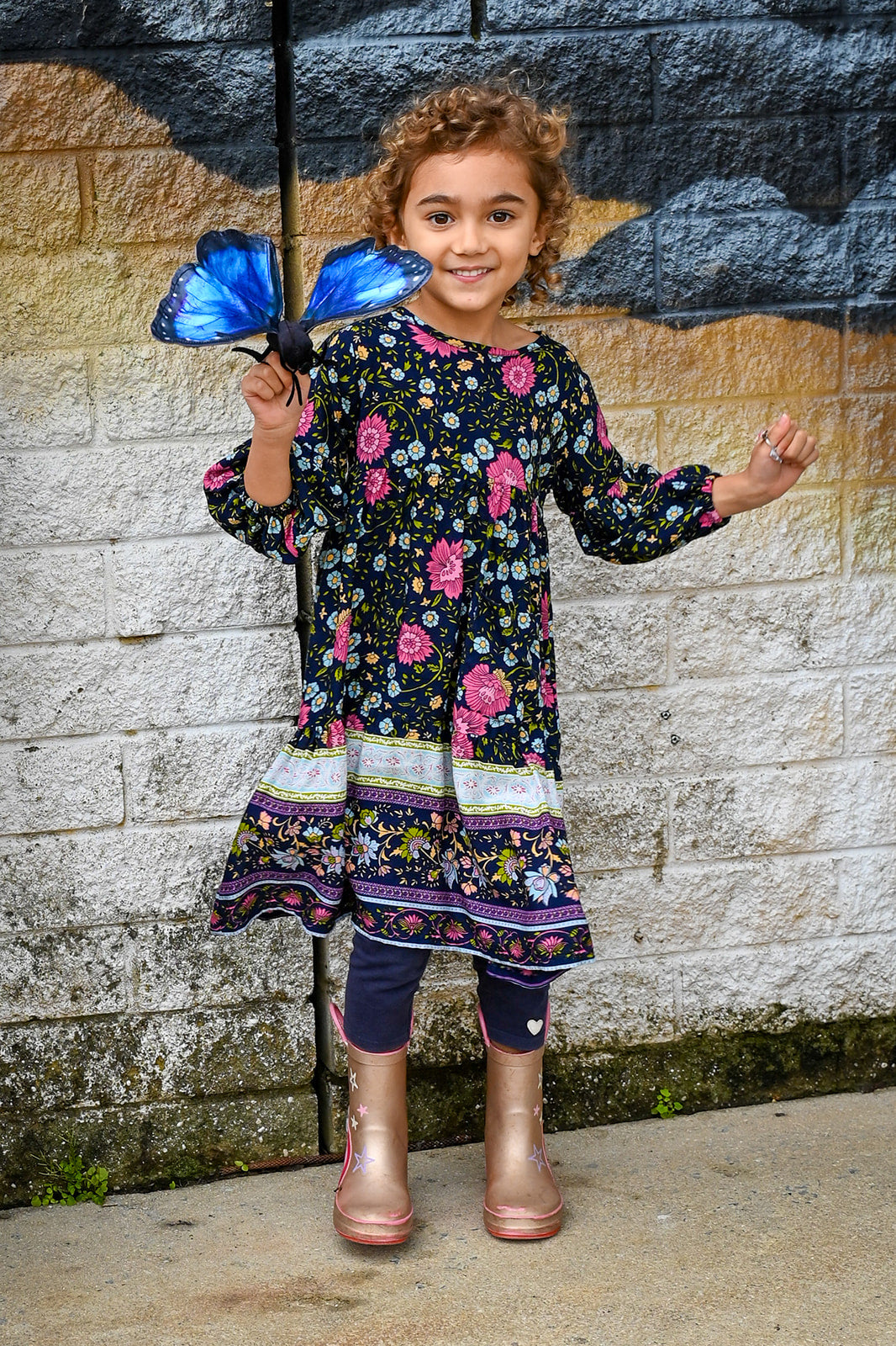MilaMeli Lotte Dress Indigo Wildflower Print