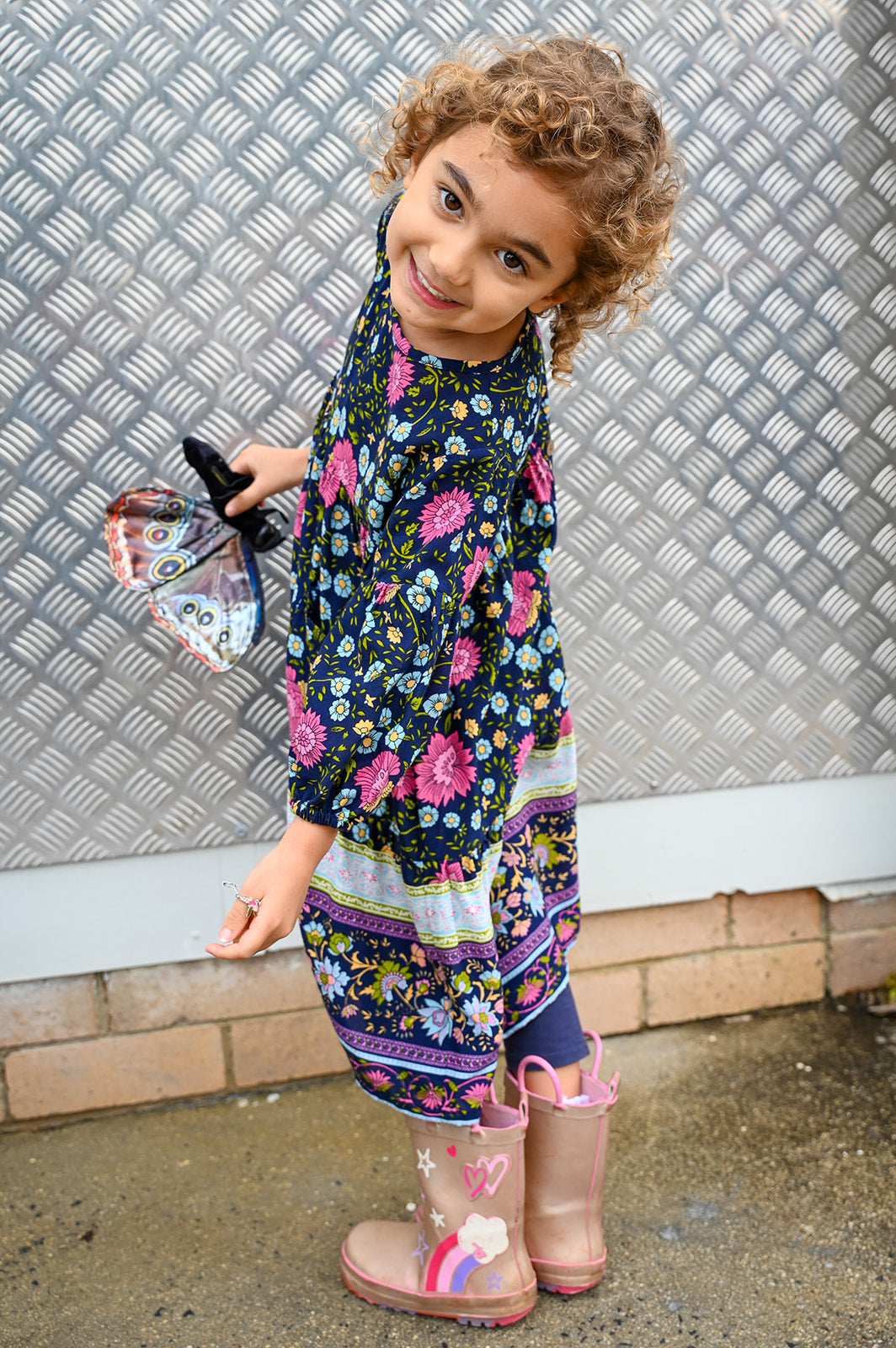 MilaMeli Lotte Dress Indigo Wildflower Print