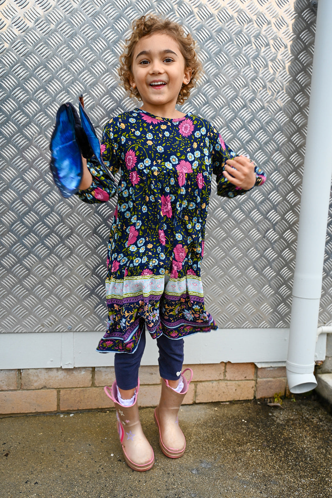 MilaMeli Lotte Dress Indigo Wildflower Print