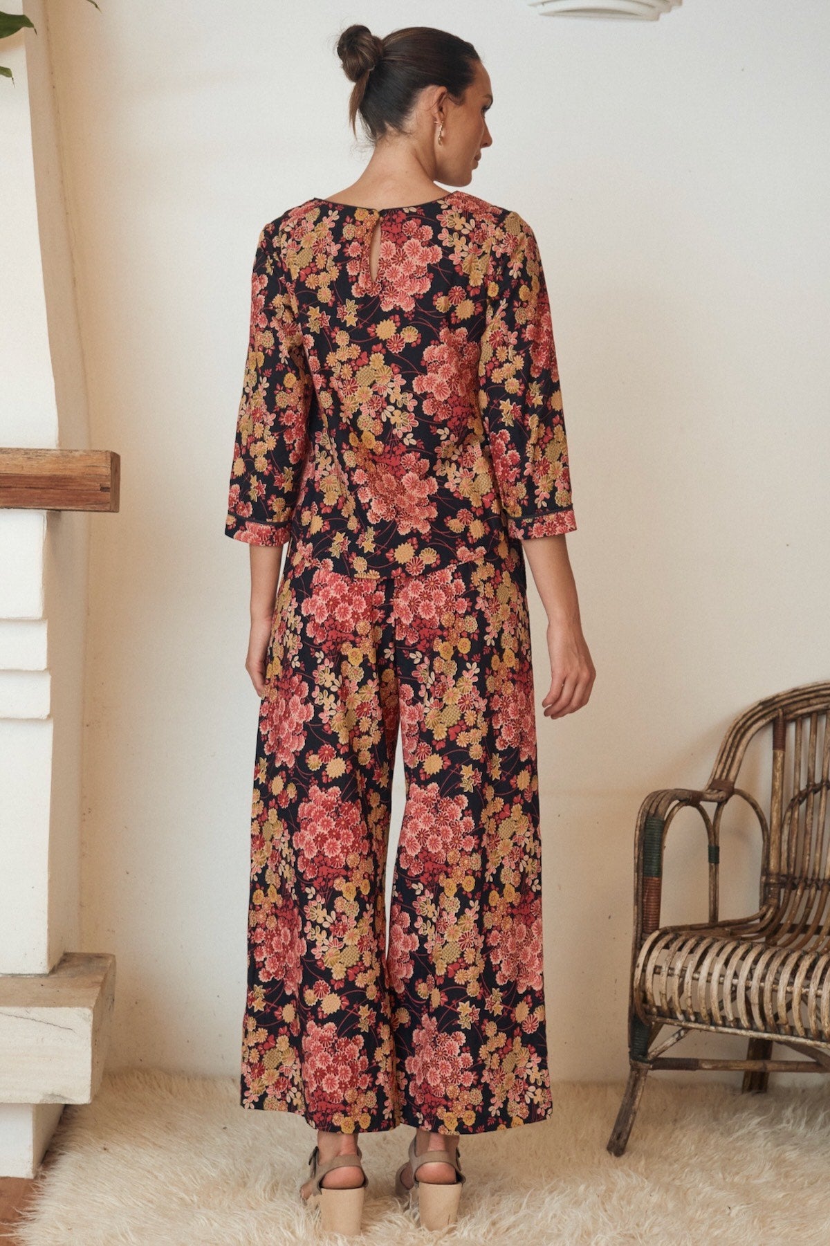 MahaShe Millie Top in Autumn Blossom | Sustainable Cotton Floral Blouse