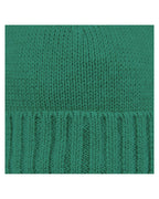 Close-up of Toshi Organic Beanie Rover Tea Tree, a a green knit beanie on a white background.