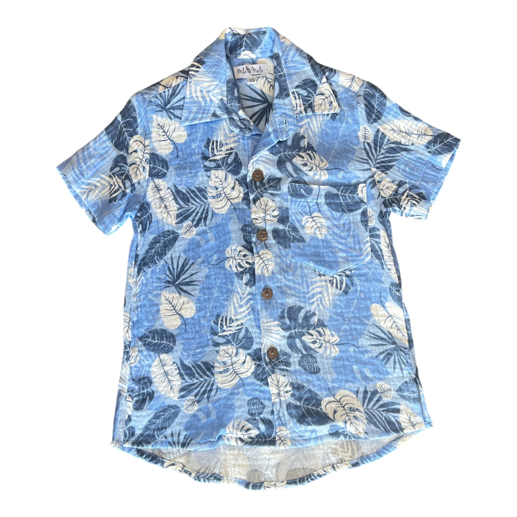 Tallows Boys Button Up Shirt Monstera