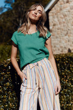 MahaShe Remi Top in Mint | 100% Premium Cotton Peplum Blouse