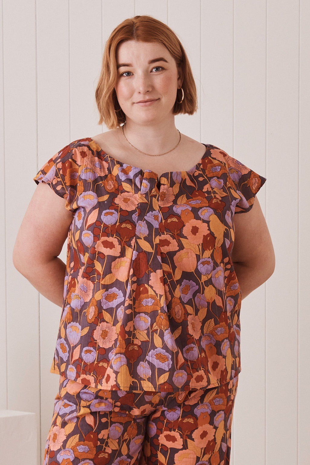 MahaShe Ruby Top | 100% Cotton Short Sleeve Floral Peplum Blouse